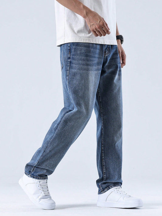 Heren Jeans Rechte Piet Blauw Gewassen Look - StudioMarella