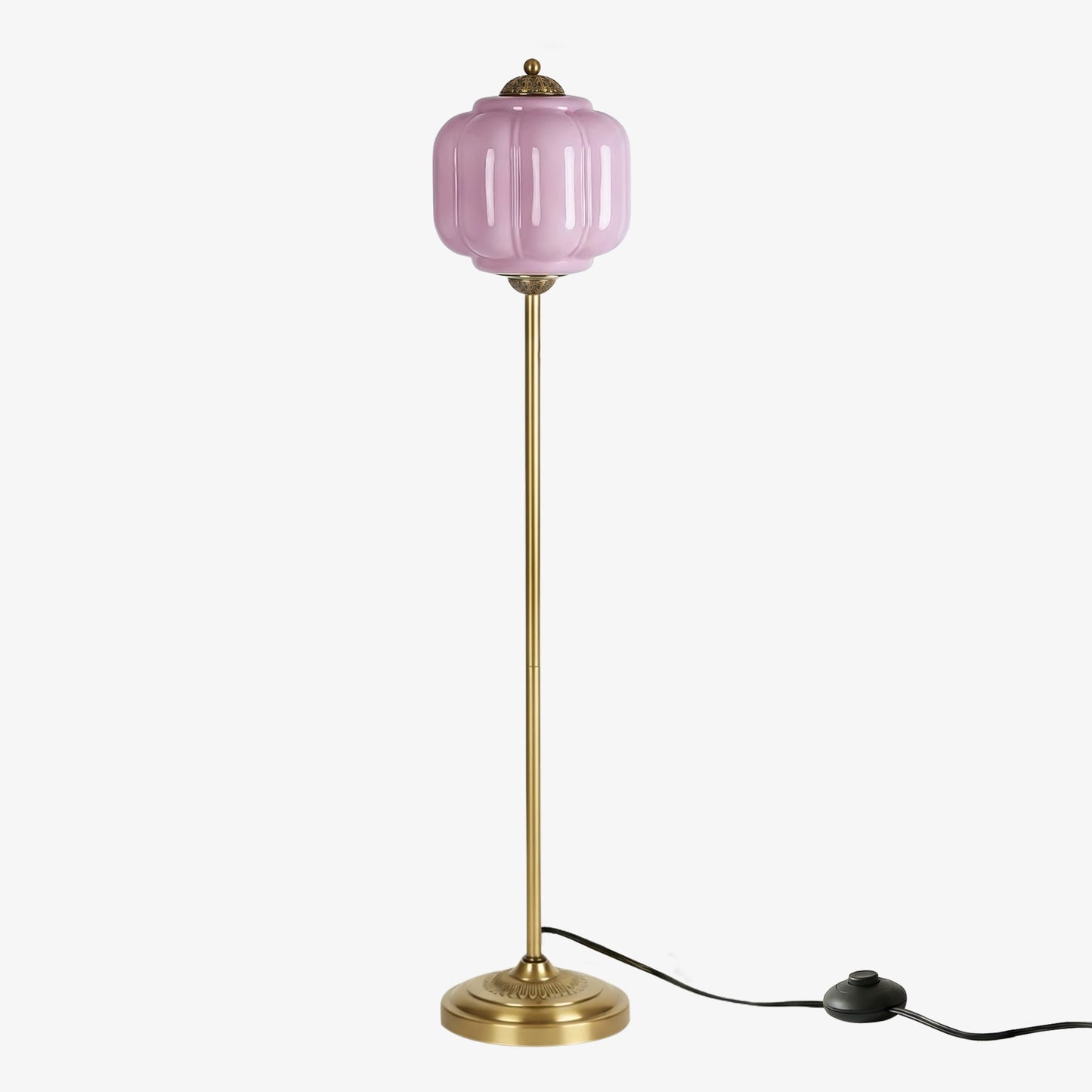 Decoratieve Glazen Pompoen Vloerlamp Retro Organische Stijl Woonkamer Staande Lamp