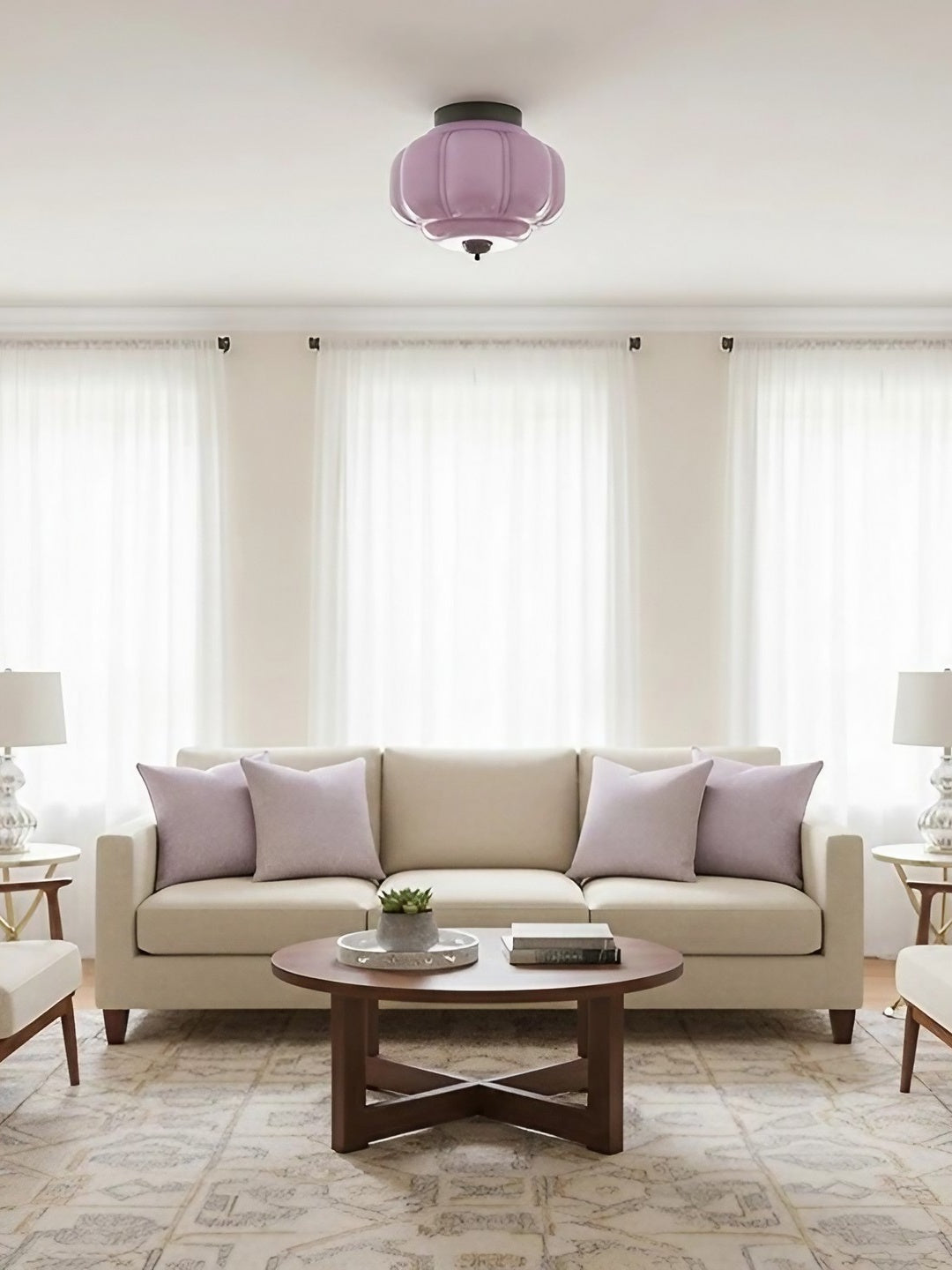 Retro Plafondlamp met Melkglazen Kap – Verfijnde Semi-Flush Mount Verlichting voor Moderne Interieurs