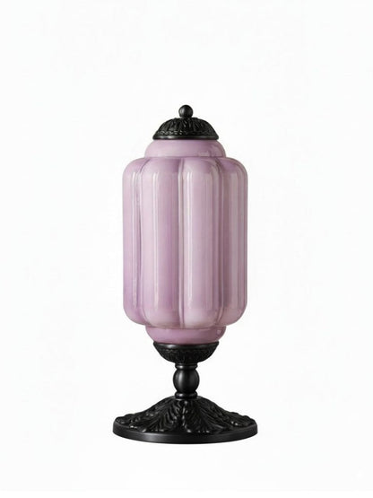 Vintage Glazen Tafellamp met Messing of Zwarte Afwerking