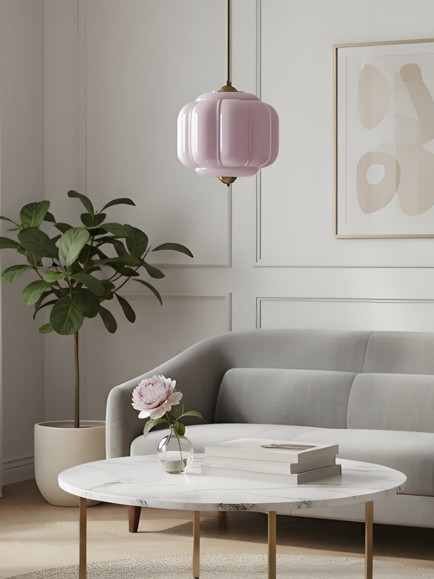 Vintage Kroonluchter met Crèmekleurige Glazen Kappen – Hanglamp in Retro-Stijl voor Eetkamer & Woonkamer