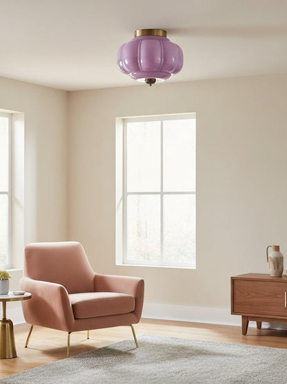 Retro Plafondlamp met Melkglazen Kap – Verfijnde Semi-Flush Mount Verlichting voor Moderne Interieurs