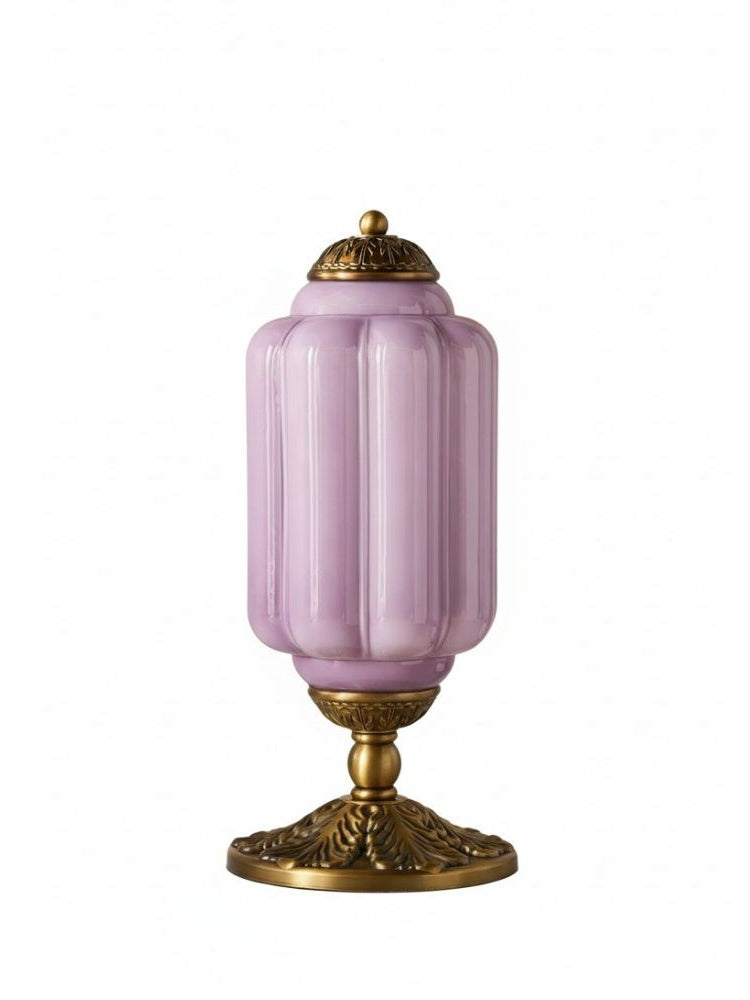 Vintage Glazen Tafellamp met Messing of Zwarte Afwerking