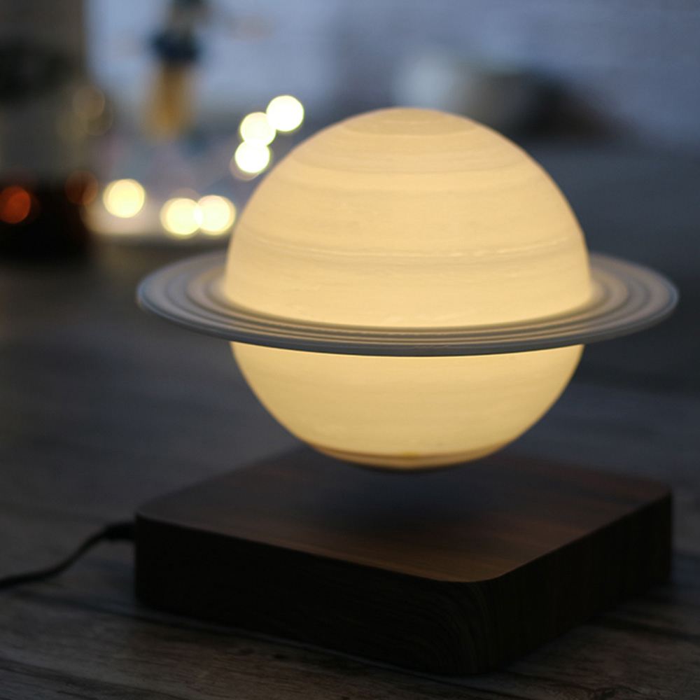 Zwevende Saturnus Lamp met Magnetische Basis en Verlichting 15cm voor Ruimtevaart Liefhebbers