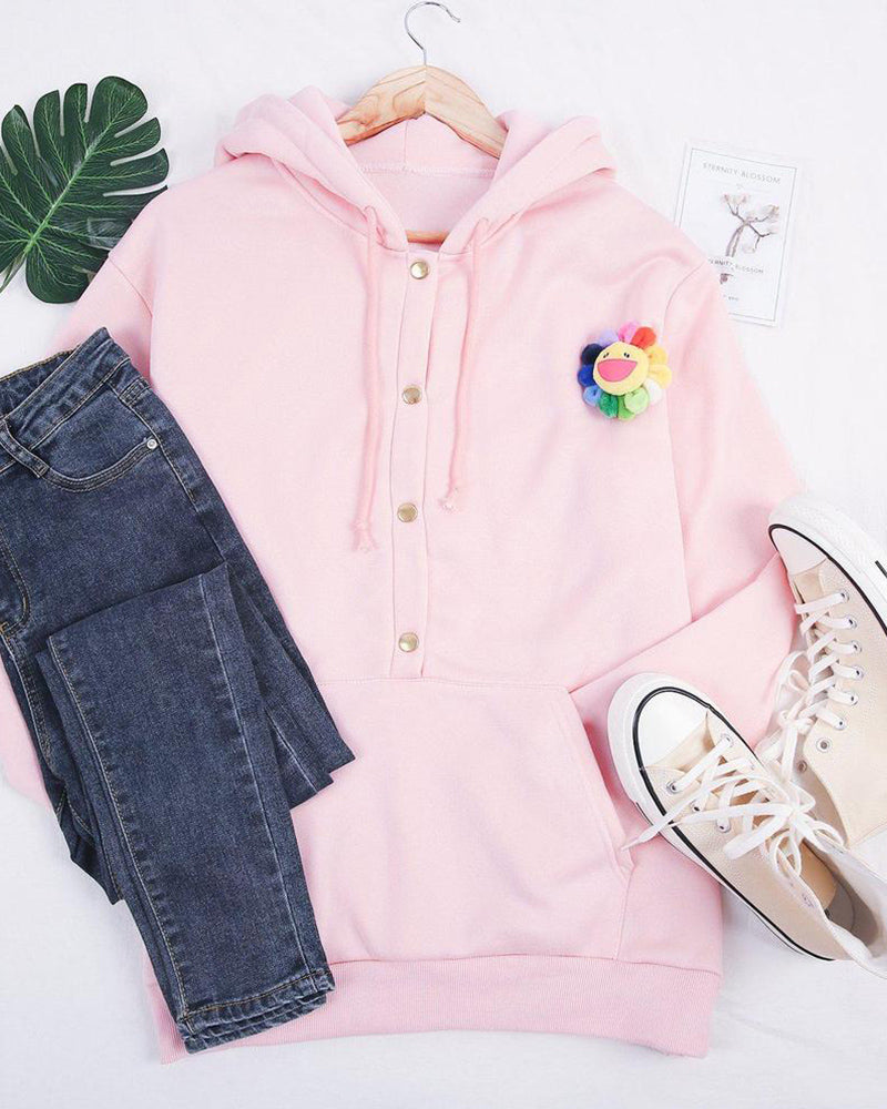 Leyla | Relaxte hoodie met trekkoorden in de kleur Roze voor dames in Lounge stijl ideaal voor de herfst.