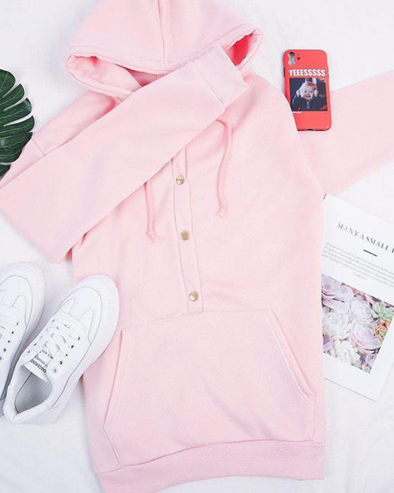 Leyla | Relaxte hoodie met trekkoorden in de kleur Roze voor dames in Lounge stijl ideaal voor de herfst.