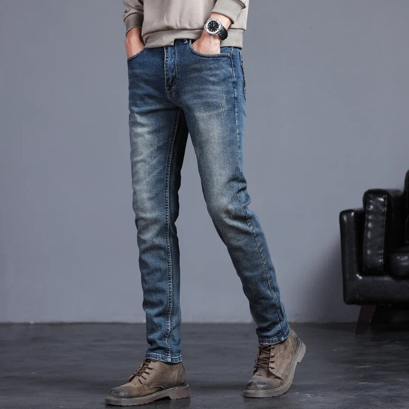 Mannen Jeans Zwart Stretch Biker Stijl - StudioMarella