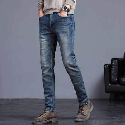 Mannen Jeans Zwart Stretch Biker Stijl - StudioMarella