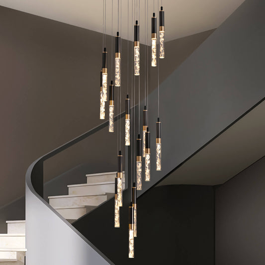Kristallen Trap Kroonluchter Zwart K9 Crystal 300cm LED Modern Hoog Plafond