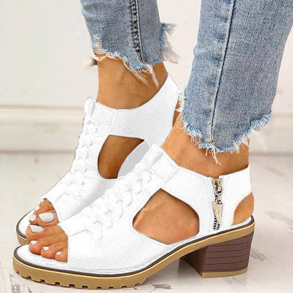 Dames Sandalen met Open Teen en Blokhak – Ritssluiting Plateau Zomerschoenen voor Feesten en Uitgaan