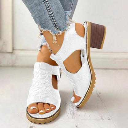 Dames Sandalen met Open Teen en Blokhak – Ritssluiting Plateau Zomerschoenen voor Feesten en Uitgaan