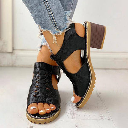 Dames Sandalen met Open Teen en Blokhak – Ritssluiting Plateau Zomerschoenen voor Feesten en Uitgaan