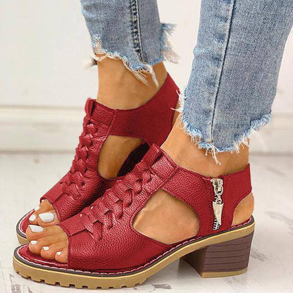 Dames Sandalen met Open Teen en Blokhak – Ritssluiting Plateau Zomerschoenen voor Feesten en Uitgaan