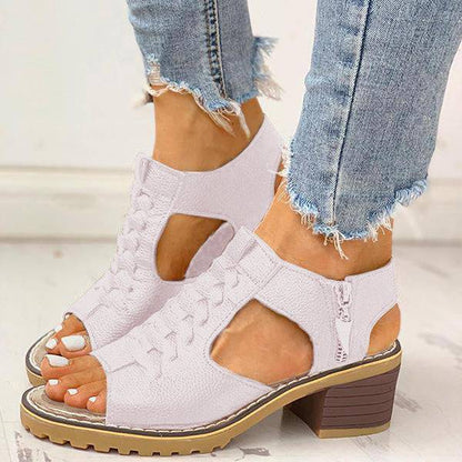 Dames Sandalen met Open Teen en Blokhak – Ritssluiting Plateau Zomerschoenen voor Feesten en Uitgaan