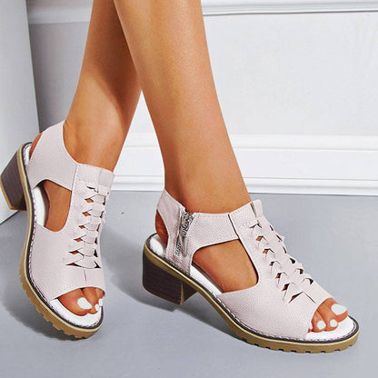 Dames Sandalen met Open Teen en Blokhak – Ritssluiting Plateau Zomerschoenen voor Feesten en Uitgaan