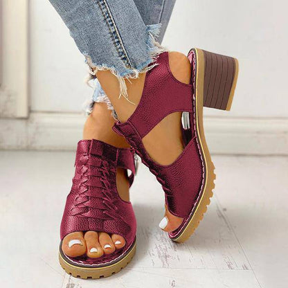 Dames Sandalen met Open Teen en Blokhak – Ritssluiting Plateau Zomerschoenen voor Feesten en Uitgaan