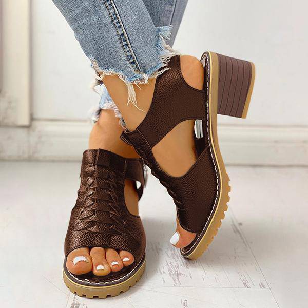 Dames Sandalen met Open Teen en Blokhak – Ritssluiting Plateau Zomerschoenen voor Feesten en Uitgaan