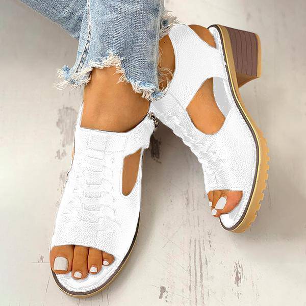 Dames Sandalen met Open Teen en Blokhak – Ritssluiting Plateau Zomerschoenen voor Feesten en Uitgaan