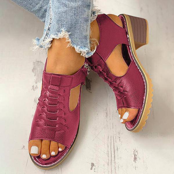 Dames Sandalen met Open Teen en Blokhak – Ritssluiting Plateau Zomerschoenen voor Feesten en Uitgaan