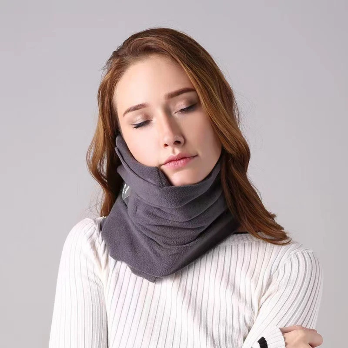 Neksteun Reiskussen Ergonomisch Memory Foam Nekkussen Vliegtuig Trein Auto Ondersteunend Grijs Zwart Comfortabel Reizen