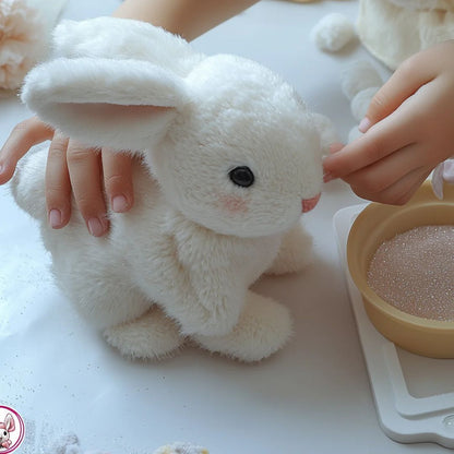 Interactief Knuffelkonijn Pluche Synthetische Vezels Bewegend Speelgoed Beige Cadeau Decoratie Realistisch Konijn Speelmaatje