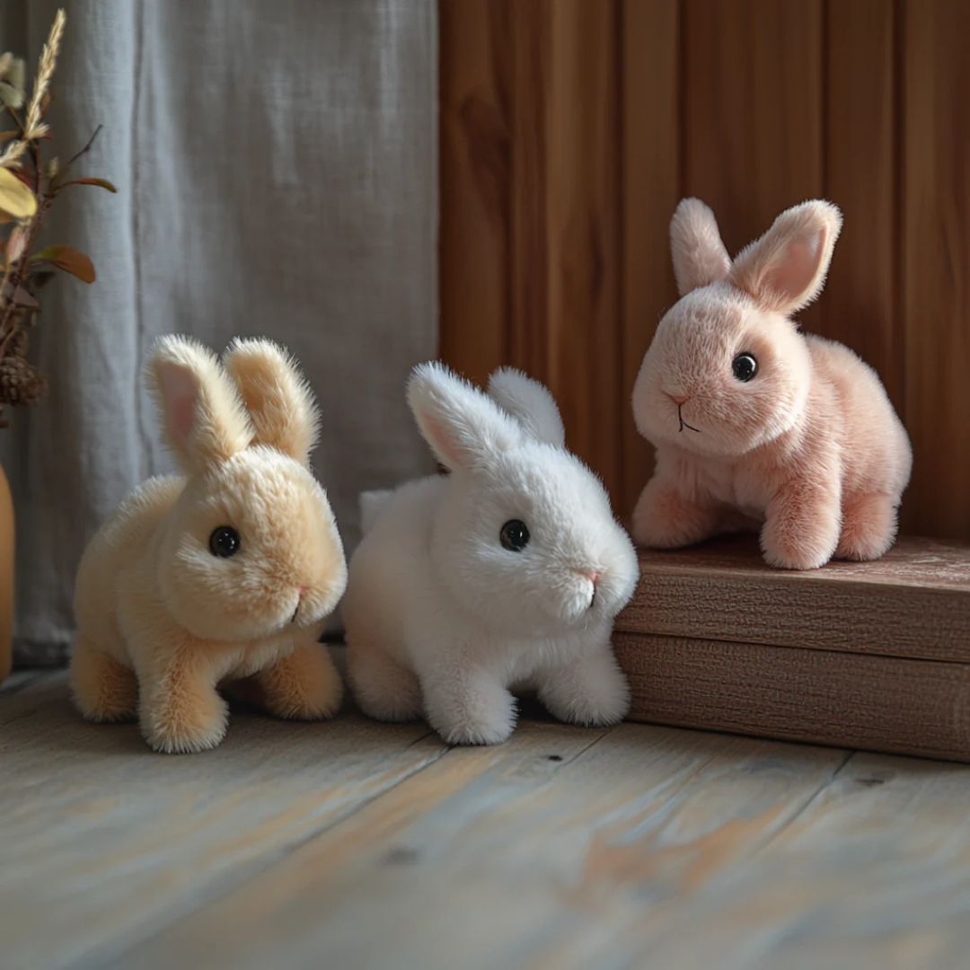Interactief Knuffelkonijn Pluche Synthetische Vezels Bewegend Speelgoed Beige Cadeau Decoratie Realistisch Konijn Speelmaatje