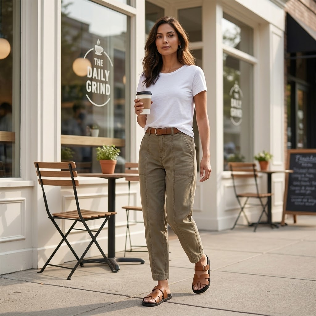 Utility Pantalon Hoge Taille Taps Toelopend met Geplooid Enkelboord Casual Werkbroek