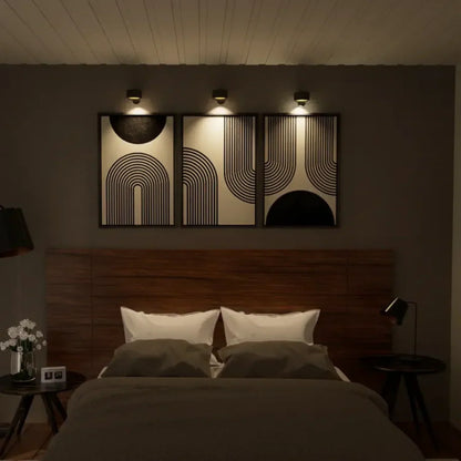 Wandlamp Draadloos Oplaadbaar Dimbaar 360° Roteerbaar Touch Afstandsbediening Wit Zwart Hout