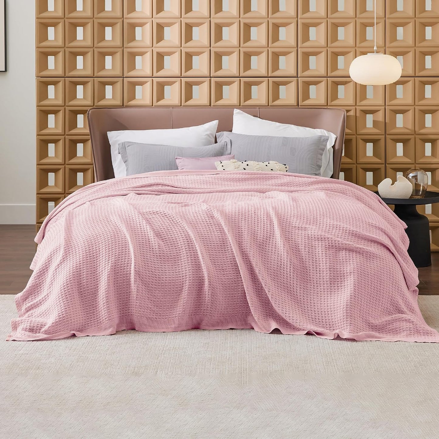 Lichtgewicht Katoenen Wafelplaid Tweepersoonsbed Zacht Ademend Deken Scandinavisch Design 90x90 cm Woonkamer