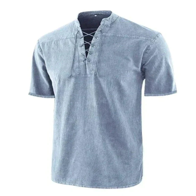 Heren Katoenen Shirt V-hals Casual Stijl - StudioMarella