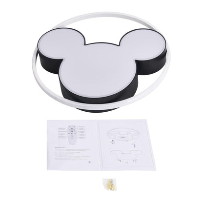 Kinderkamer Plafondlamp LED Zwart Wit 45cm 52cm Dimbaar Afstandsbediening Slaapkamer Woonkamer Speelkamer Aluminium Acryl Muisdesign