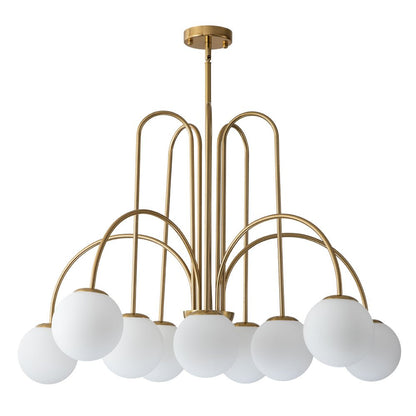 Glazen Bollen Hanglamp 10 Lichts Zwart Messing 98cm Opaal Frosted E26 Woonkamer Eetkamer Slaapkamer Entree Sputnik Chandelier Dimbaar