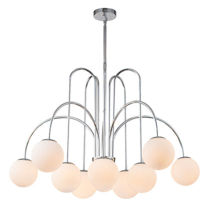 Glazen Bollen Hanglamp 10 Lichts Zwart Messing 98cm Opaal Frosted E26 Woonkamer Eetkamer Slaapkamer Entree Sputnik Chandelier Dimbaar
