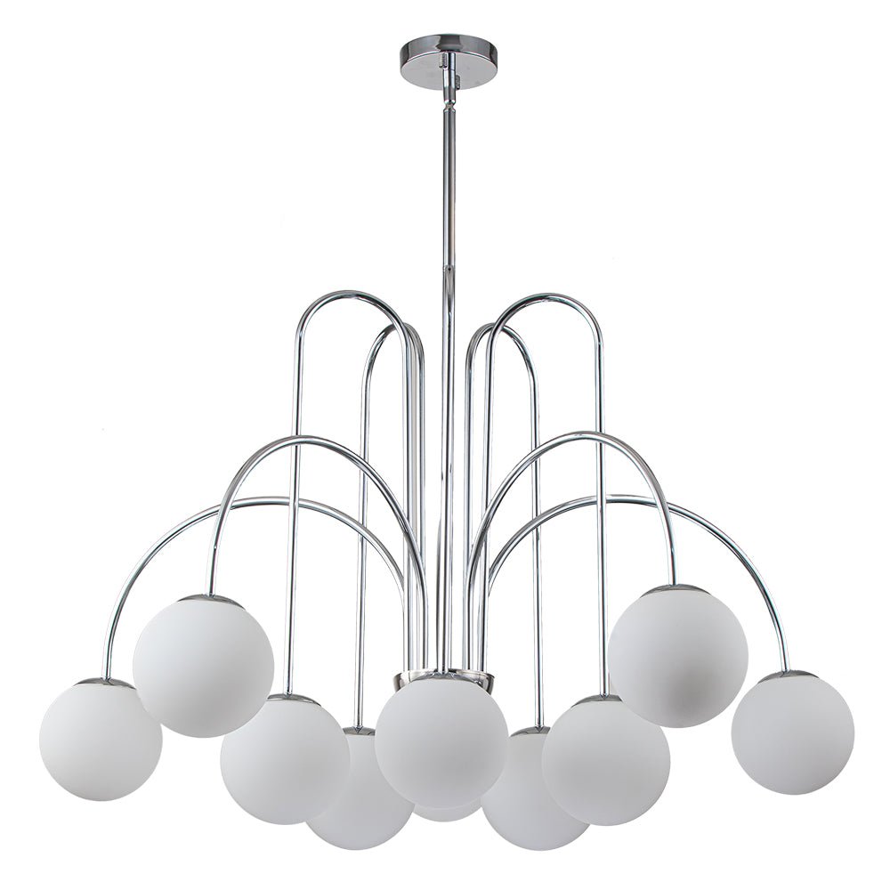Glazen Bollen Hanglamp 10 Lichts Zwart Messing 98cm Opaal Frosted E26 Woonkamer Eetkamer Slaapkamer Entree Sputnik Chandelier Dimbaar