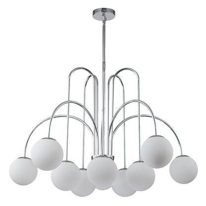 Glazen Bollen Hanglamp 10 Lichts Zwart Messing 98cm Opaal Frosted E26 Woonkamer Eetkamer Slaapkamer Entree Sputnik Chandelier Dimbaar