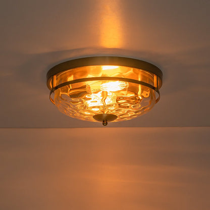 Glazen Plafondlamp Rond Zwart Goud Gehamerd Glas 33cm Woonkamer Slaapkamer Flush Mount Farmhouse Entree Eetkamer Badkamer
