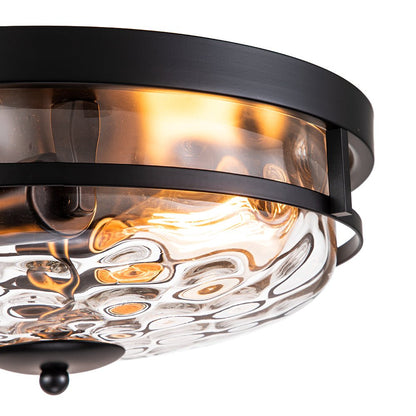 Glazen Plafondlamp Rond Zwart Goud Gehamerd Glas 33cm Woonkamer Slaapkamer Flush Mount Farmhouse Entree Eetkamer Badkamer