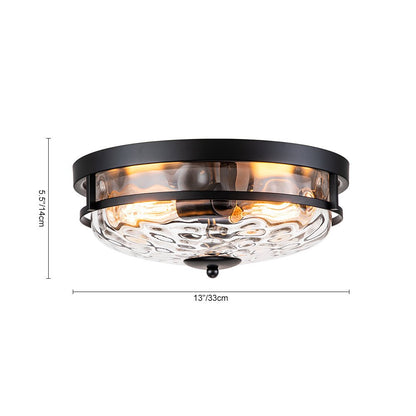 Glazen Plafondlamp Rond Zwart Goud Gehamerd Glas 33cm Woonkamer Slaapkamer Flush Mount Farmhouse Entree Eetkamer Badkamer