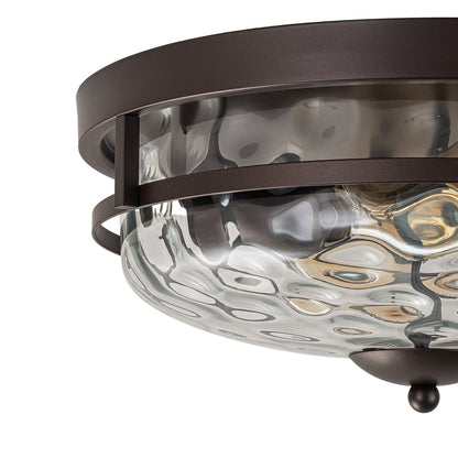 Glazen Plafondlamp Rond Zwart Goud Gehamerd Glas 33cm Woonkamer Slaapkamer Flush Mount Farmhouse Entree Eetkamer Badkamer