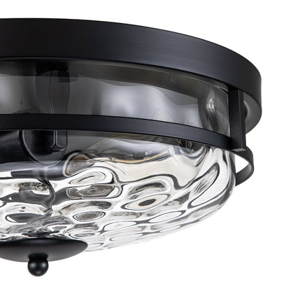 Glazen Plafondlamp Rond Zwart Goud Gehamerd Glas 33cm Woonkamer Slaapkamer Flush Mount Farmhouse Entree Eetkamer Badkamer