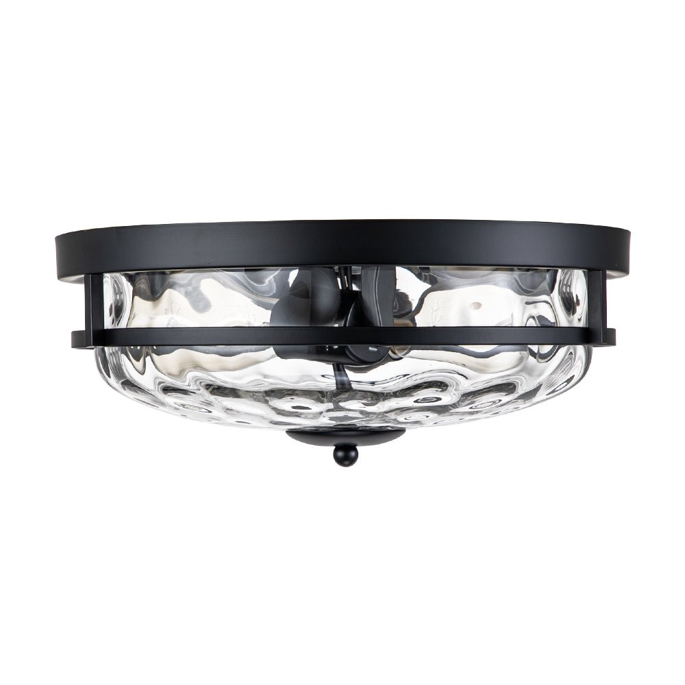 Glazen Plafondlamp Rond Zwart Goud Gehamerd Glas 33cm Woonkamer Slaapkamer Flush Mount Farmhouse Entree Eetkamer Badkamer