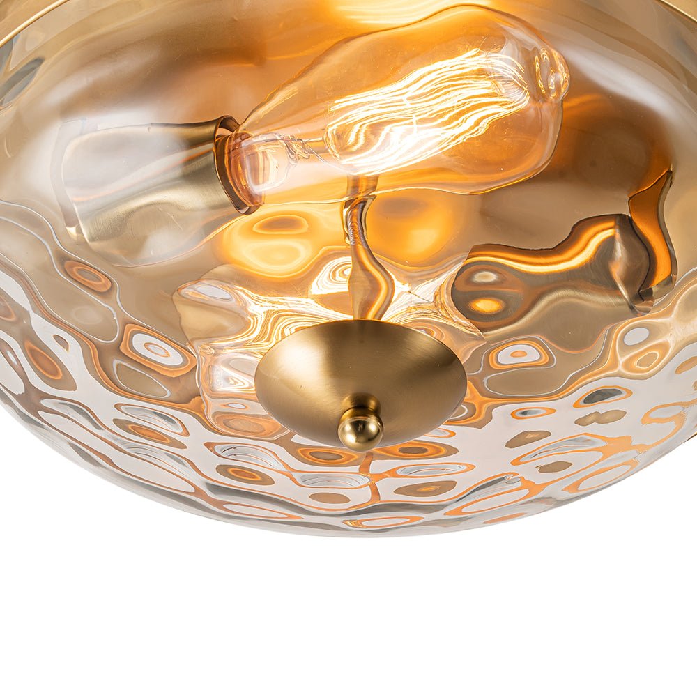 Glazen Plafondlamp Rond Zwart Goud Gehamerd Glas 33cm Woonkamer Slaapkamer Flush Mount Farmhouse Entree Eetkamer Badkamer