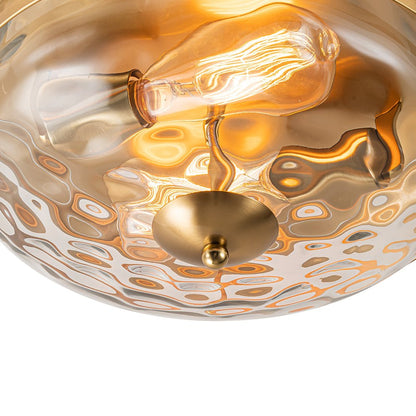 Glazen Plafondlamp Rond Zwart Goud Gehamerd Glas 33cm Woonkamer Slaapkamer Flush Mount Farmhouse Entree Eetkamer Badkamer