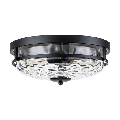 Glazen Plafondlamp Rond Zwart Goud Gehamerd Glas 33cm Woonkamer Slaapkamer Flush Mount Farmhouse Entree Eetkamer Badkamer