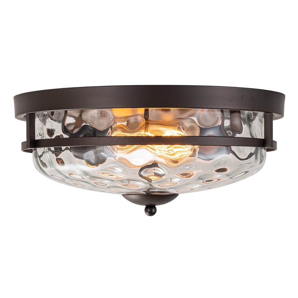 Glazen Plafondlamp Rond Zwart Goud Gehamerd Glas 33cm Woonkamer Slaapkamer Flush Mount Farmhouse Entree Eetkamer Badkamer