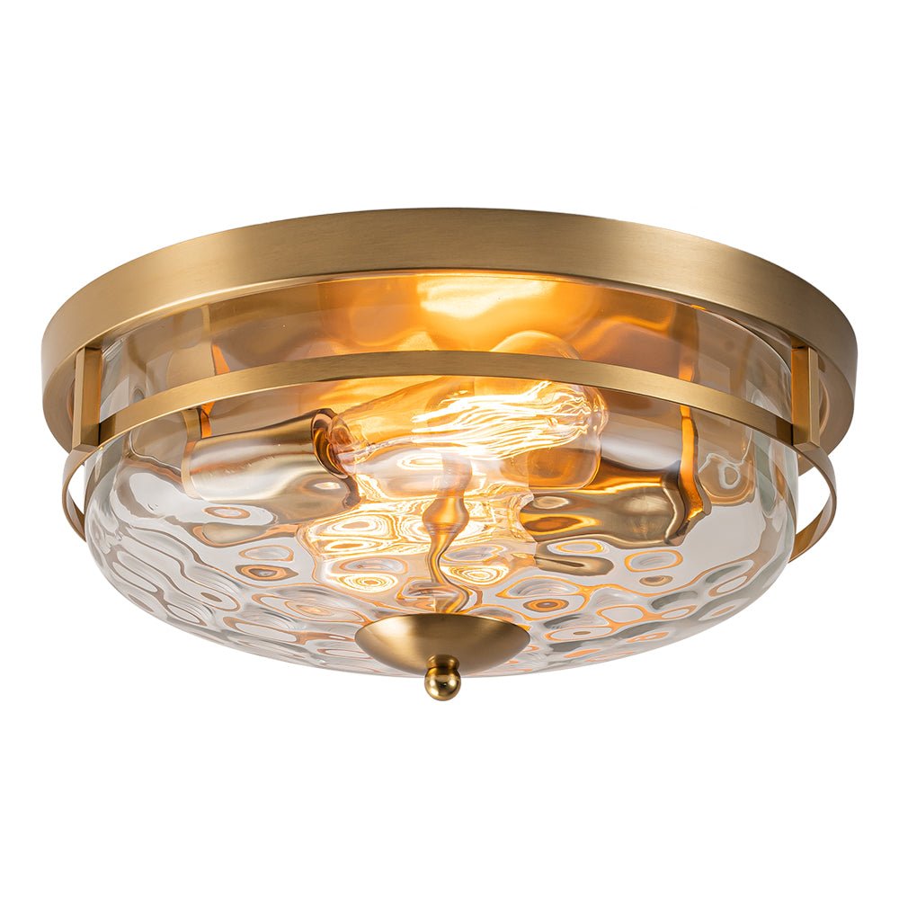 Glazen Plafondlamp Rond Zwart Goud Gehamerd Glas 33cm Woonkamer Slaapkamer Flush Mount Farmhouse Entree Eetkamer Badkamer