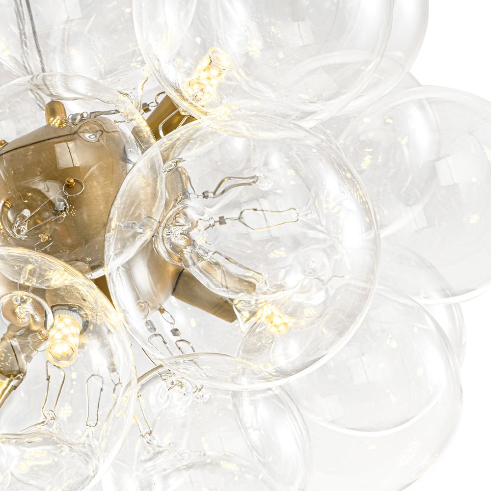 Glazen Bollen Hanglamp Cluster Messing 50cm 6 Lichts G9 Transparant Woonkamer Eetkamer Slaapkamer Entree Bubble Chandelier Dimbaar Keukeneiland