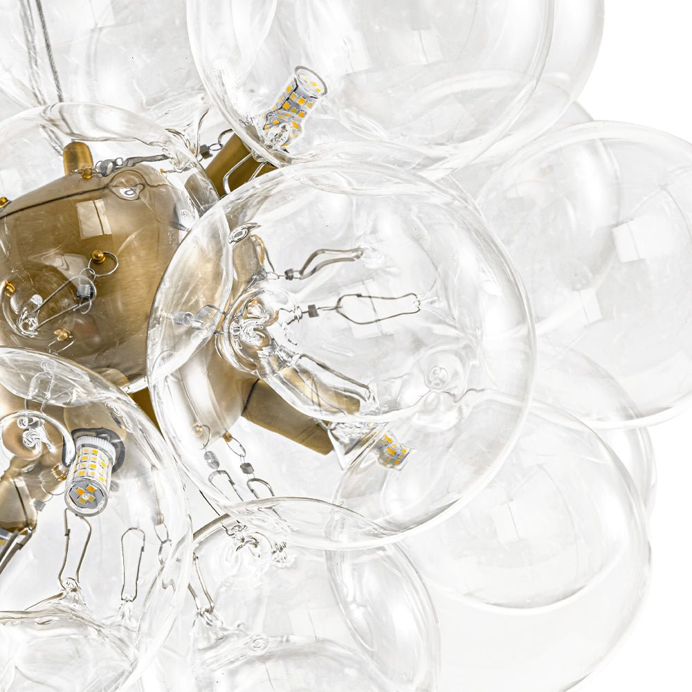 Glazen Bollen Hanglamp Cluster Messing 50cm 6 Lichts G9 Transparant Woonkamer Eetkamer Slaapkamer Entree Bubble Chandelier Dimbaar Keukeneiland