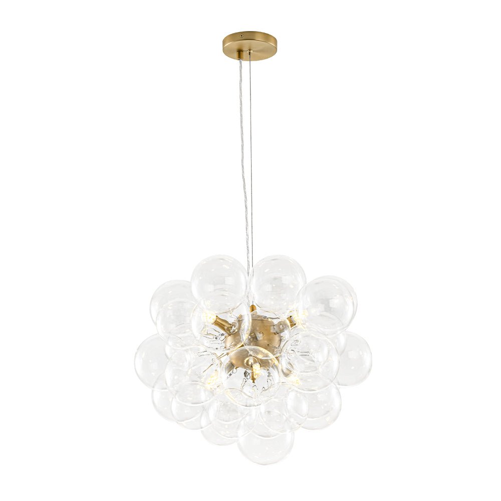 Glazen Bollen Hanglamp Cluster Messing 50cm 6 Lichts G9 Transparant Woonkamer Eetkamer Slaapkamer Entree Bubble Chandelier Dimbaar Keukeneiland