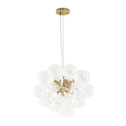 Glazen Bollen Hanglamp Cluster Messing 50cm 6 Lichts G9 Transparant Woonkamer Eetkamer Slaapkamer Entree Bubble Chandelier Dimbaar Keukeneiland
